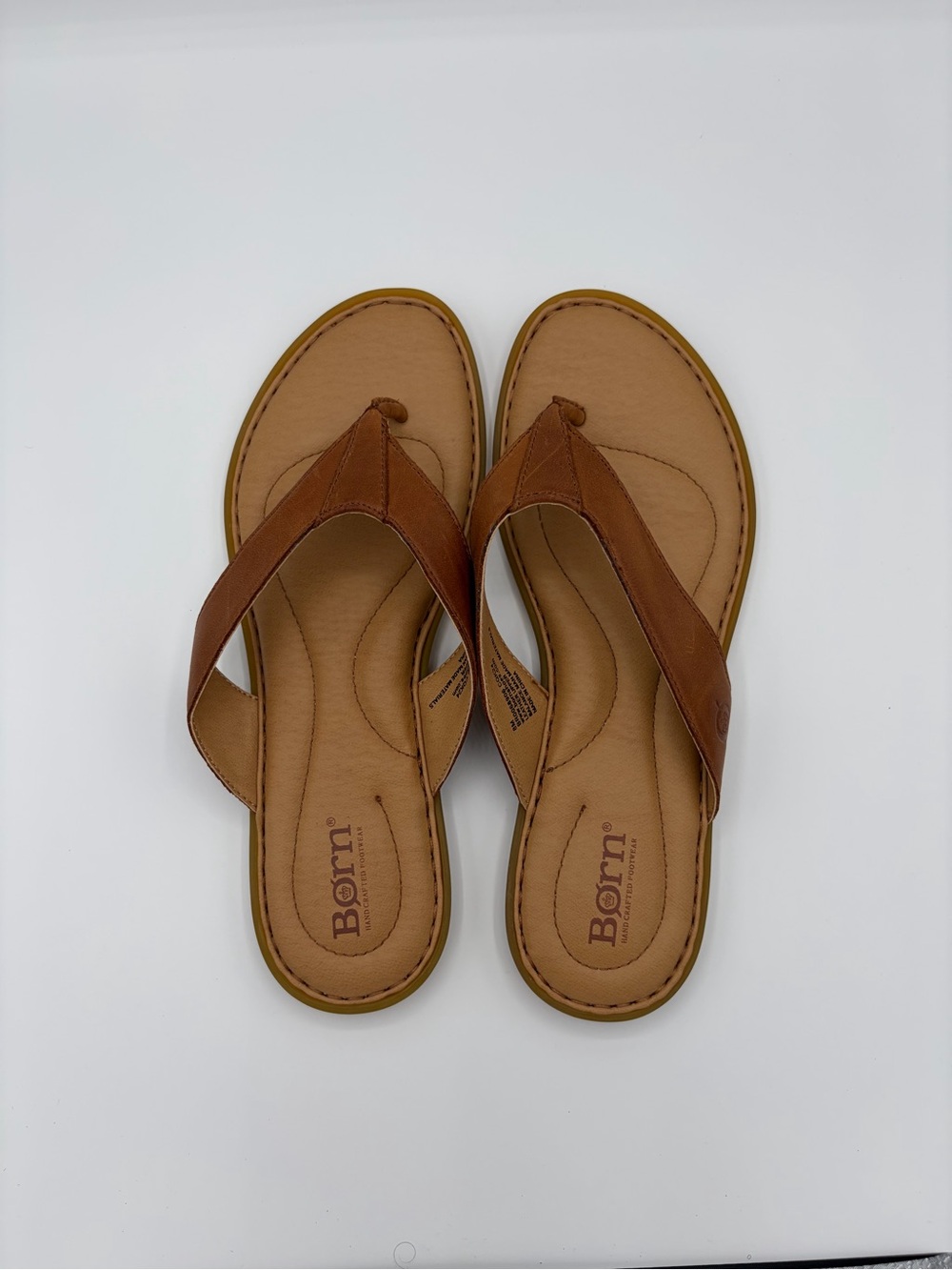 Born Tan Leather Thong Sandals